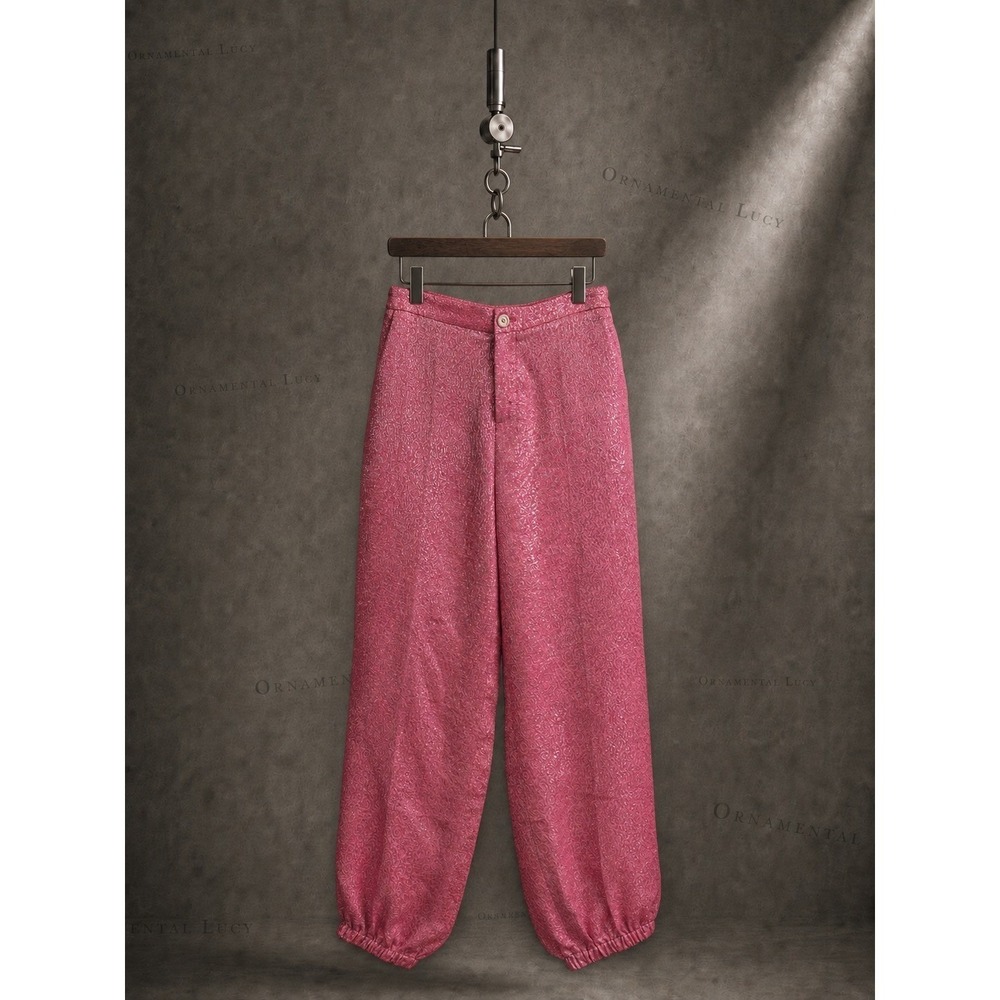 Gucci Metallic Lurex Jacquard Silk Harem Pants F/W 2018 Show Room Pink